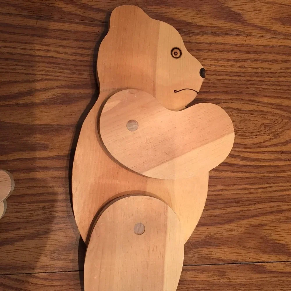 Articulated Wooden Bear Family Trio 6